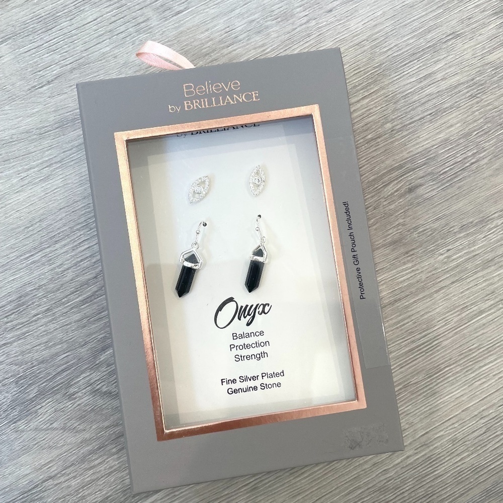 Believe by Brilliance Onyz Earring Set